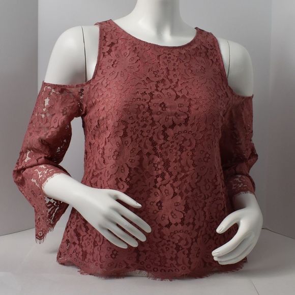 Lace Shoulder Cut Out Blouse - Picture 1 of 6